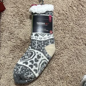 Gray and Cream Women's Slippers